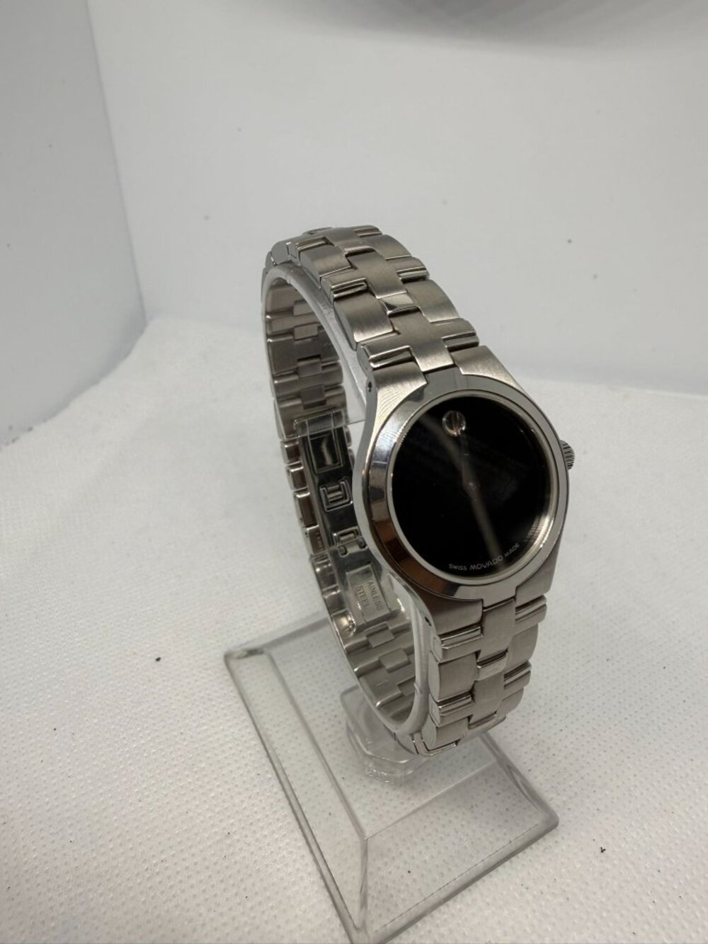 Movado Museum Women’s Swiss Made Stainless Steel Watch Black Dial Sapphire Parts - Picture 8 of 11
